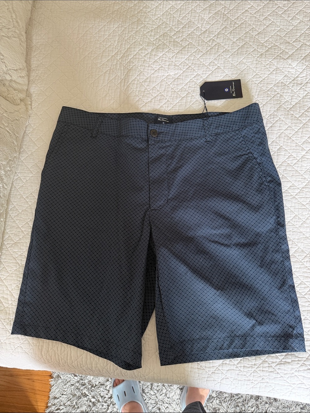 Men's Navy Micro-Pattern Dress Shorts